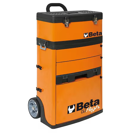 Beta C41 H C41h Tool Cart, 3 Drawer, Orange, Sheet Metal, 21 In W X 13 In D X