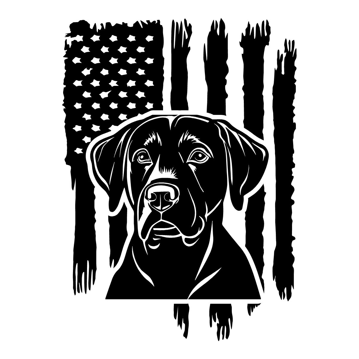 Distressed American Flag Black Lab Labrador Dog Puppy USA Patriot Decal Sticker