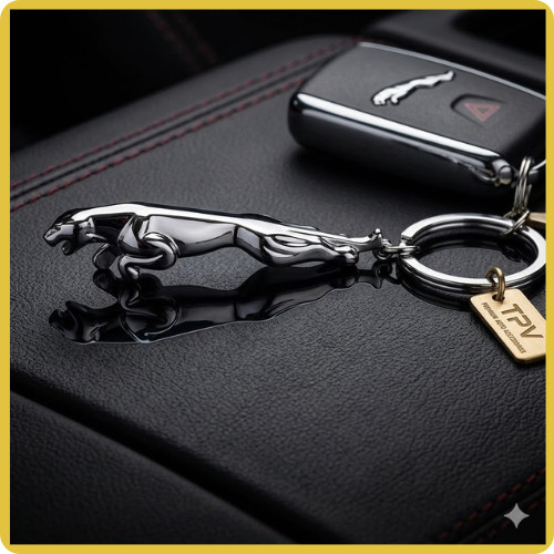 Jaguar Keychain Stainless Steel Design for Luxury Car Keyrings Key Chain Rings