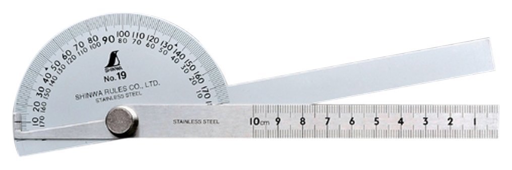 Japanese SHINWA Protractor Rapporteur Winkelmesser No.19 Stainless steel 62490