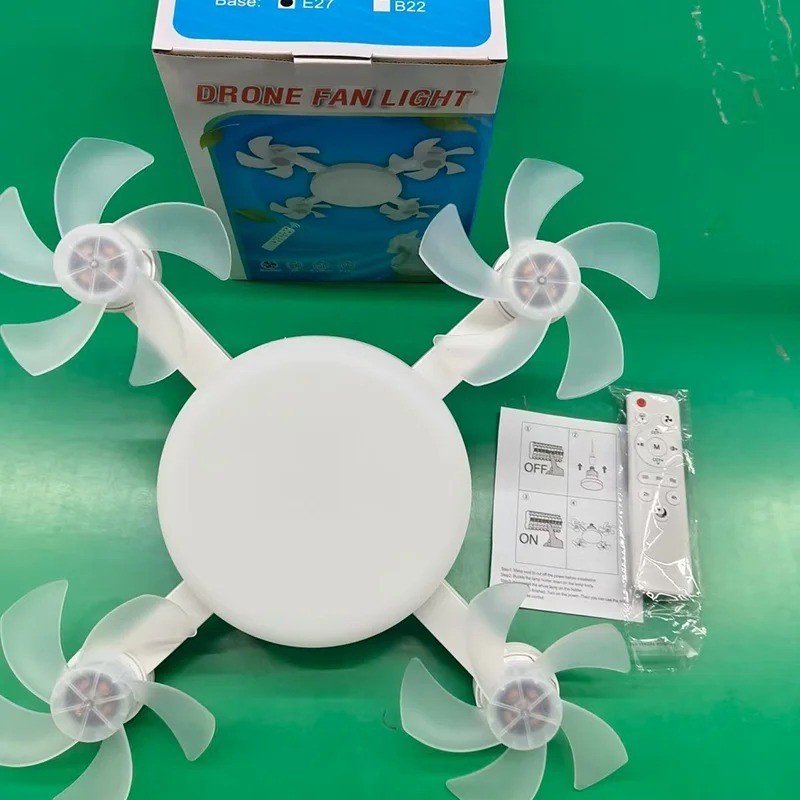 Ceiling Fan Light E27 LED 60W Drone Shaped Remote Control Dimmer Function I4T4