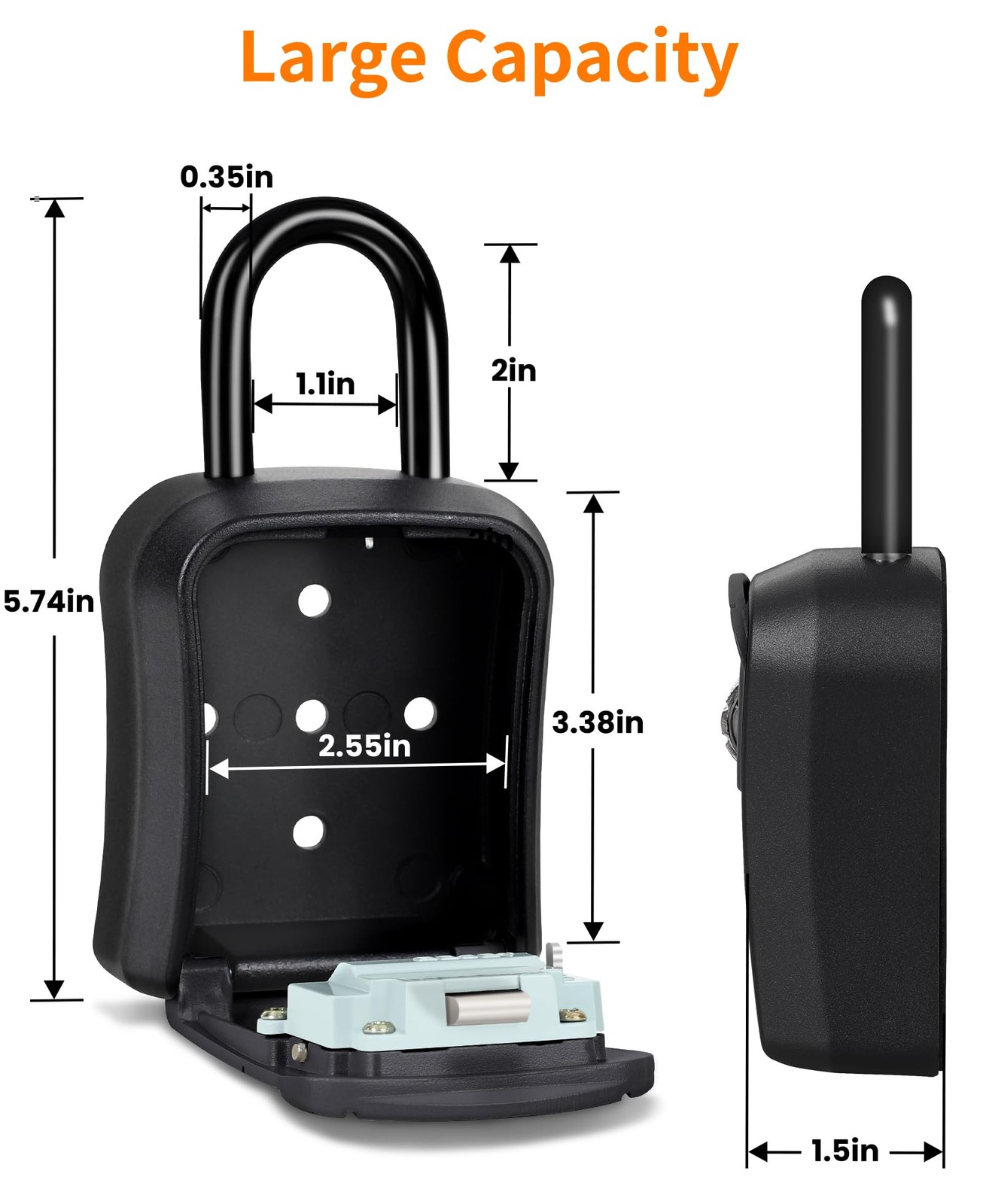 Portable Key Lock Box,Key Holder Safe Security Box for Indoor, Black