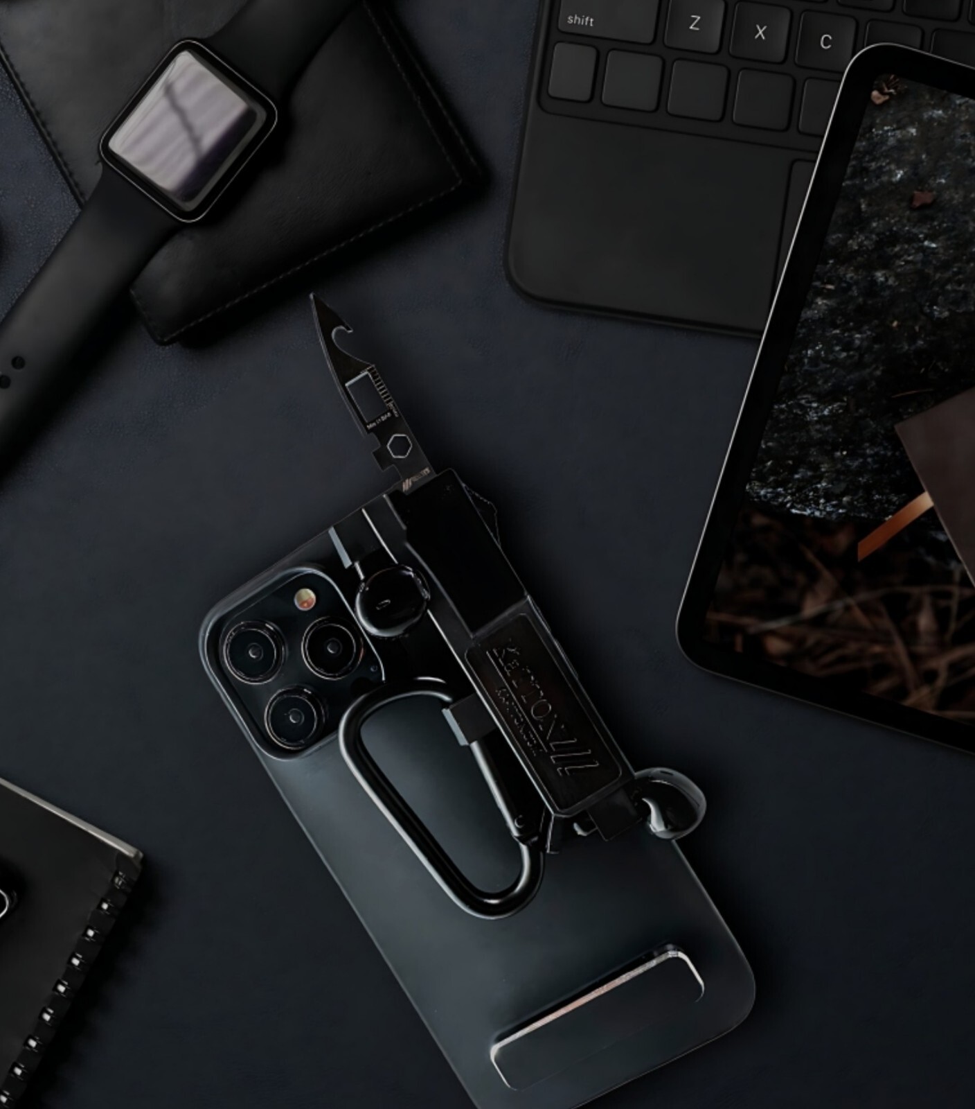 KaTTON Phone Case for iPhone 14 Includes Removable Multitool & Multi Carabiner