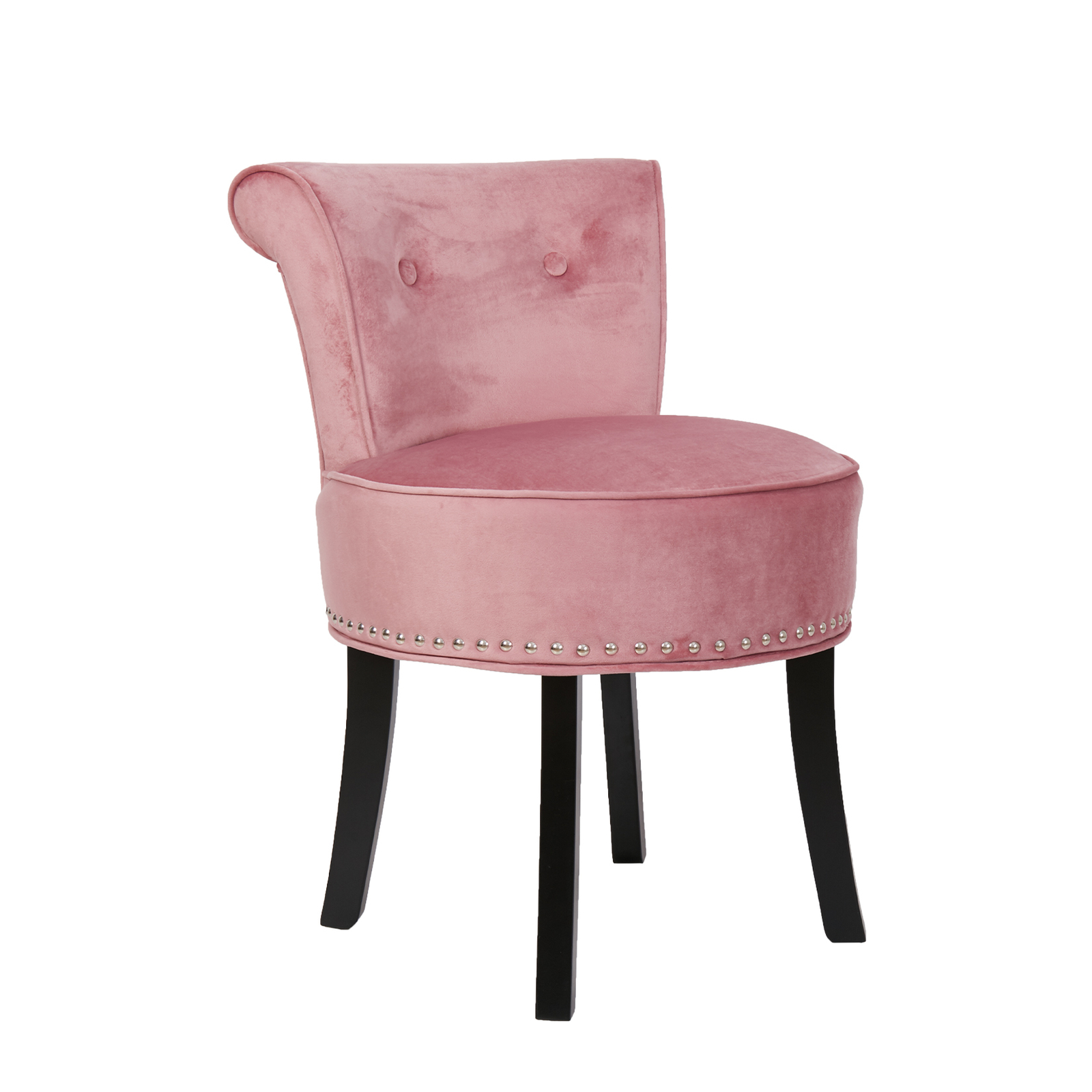 Vanity Stool Chair Makeup Round Velvet Padded Chair with Wood Legs for Bedroom