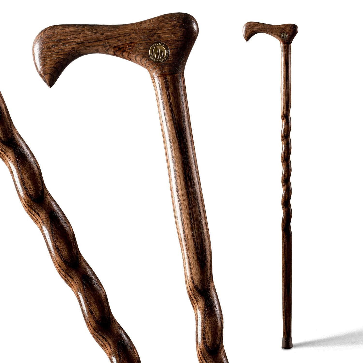 Brazos Handcrafted Wood Walking Cane, Twisted Oak, 37 Inch (Pack of 1), Brown
