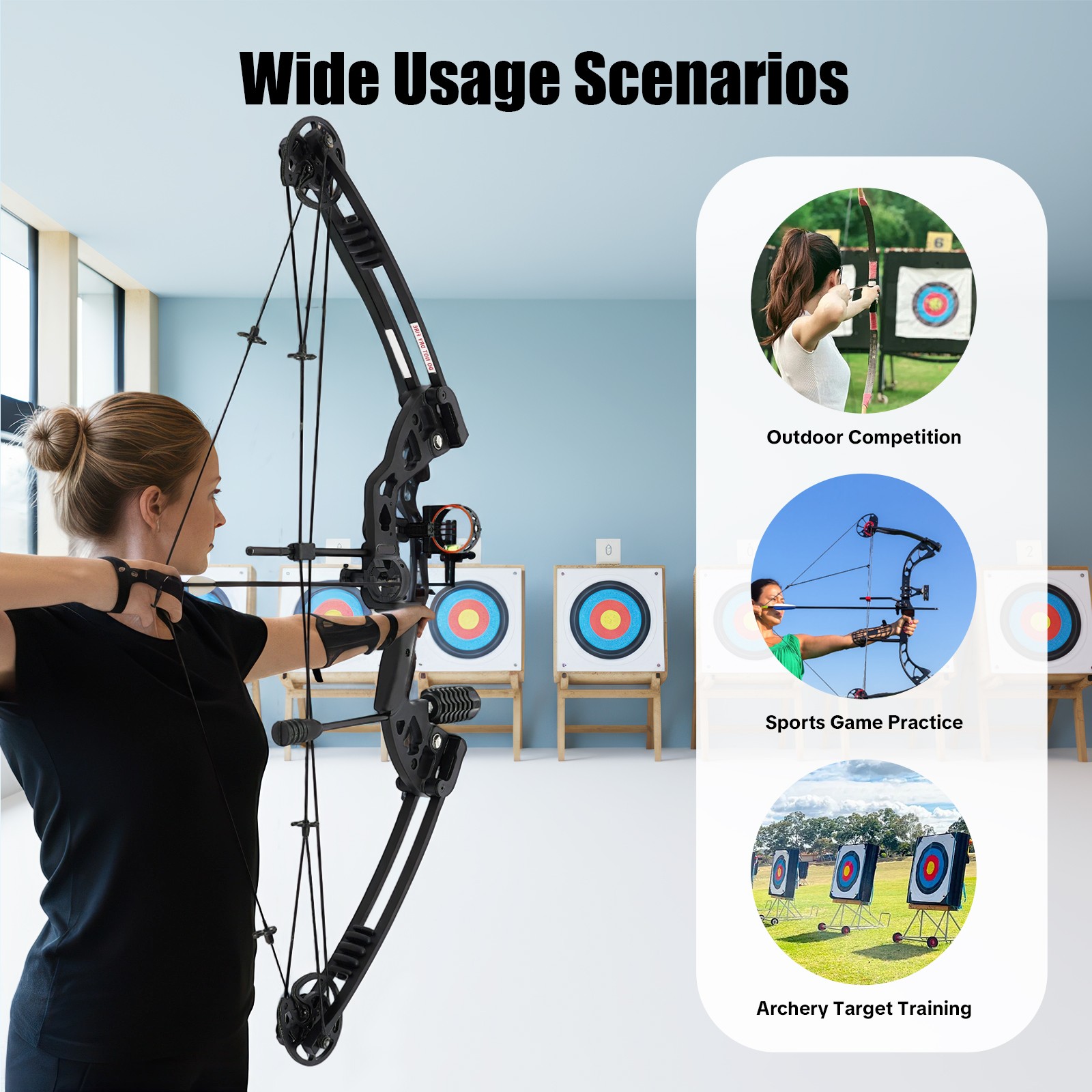 Black Archery Hunting Compound Bow Kit Beginner Archery Tool Right-Hand 30-60lbs