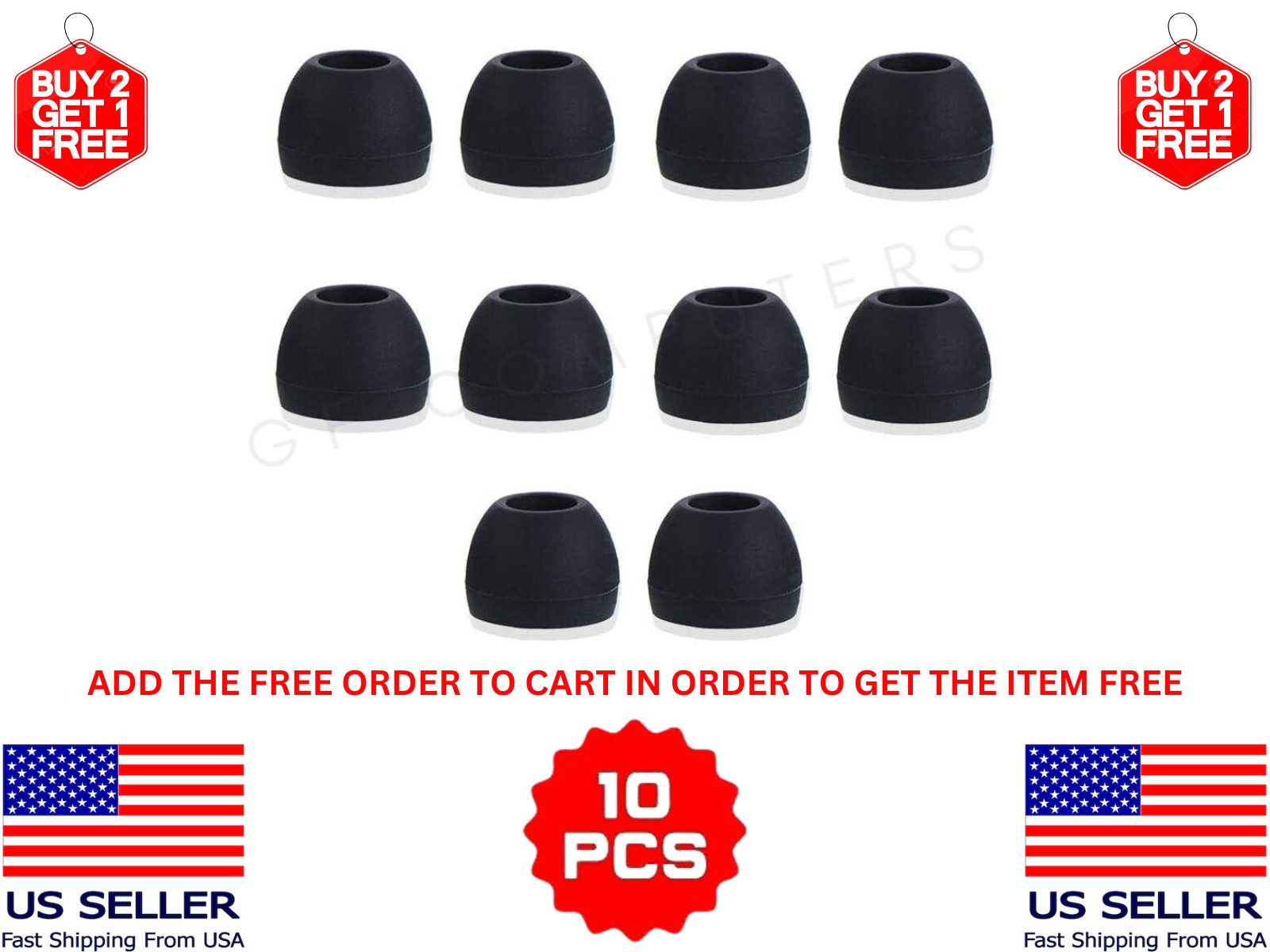 10 Silicone Ear MED Earbud Tips for Coby CVE110 CVE111 CVE114 CVE117 Headphones