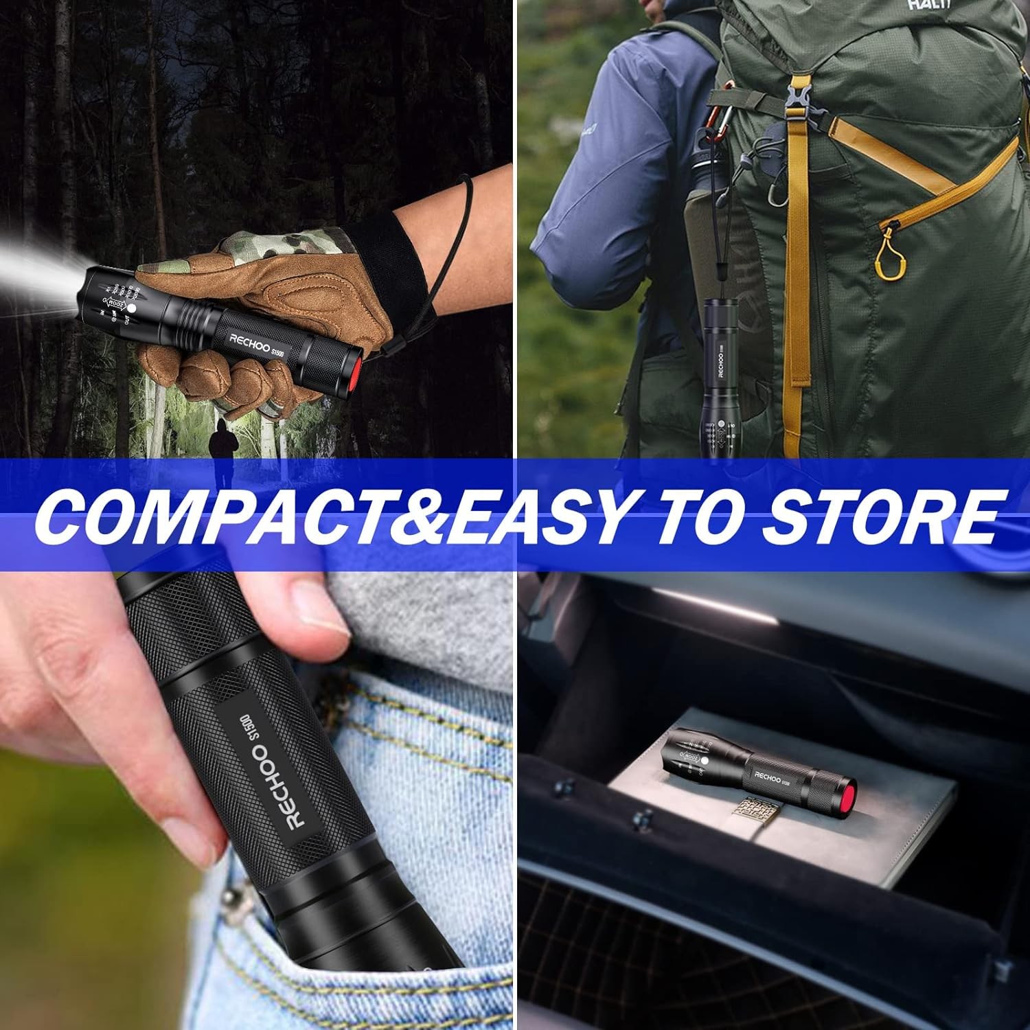 2 Pack LED Flashlights High Lumens Zoomable Waterproof Tactical Torch