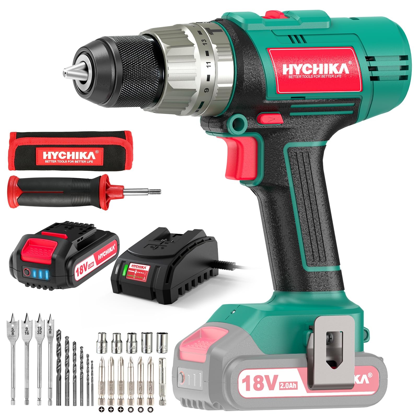 Cordless Hammer Drill Driver 18V, 400in-lbs Brushed, Brushed