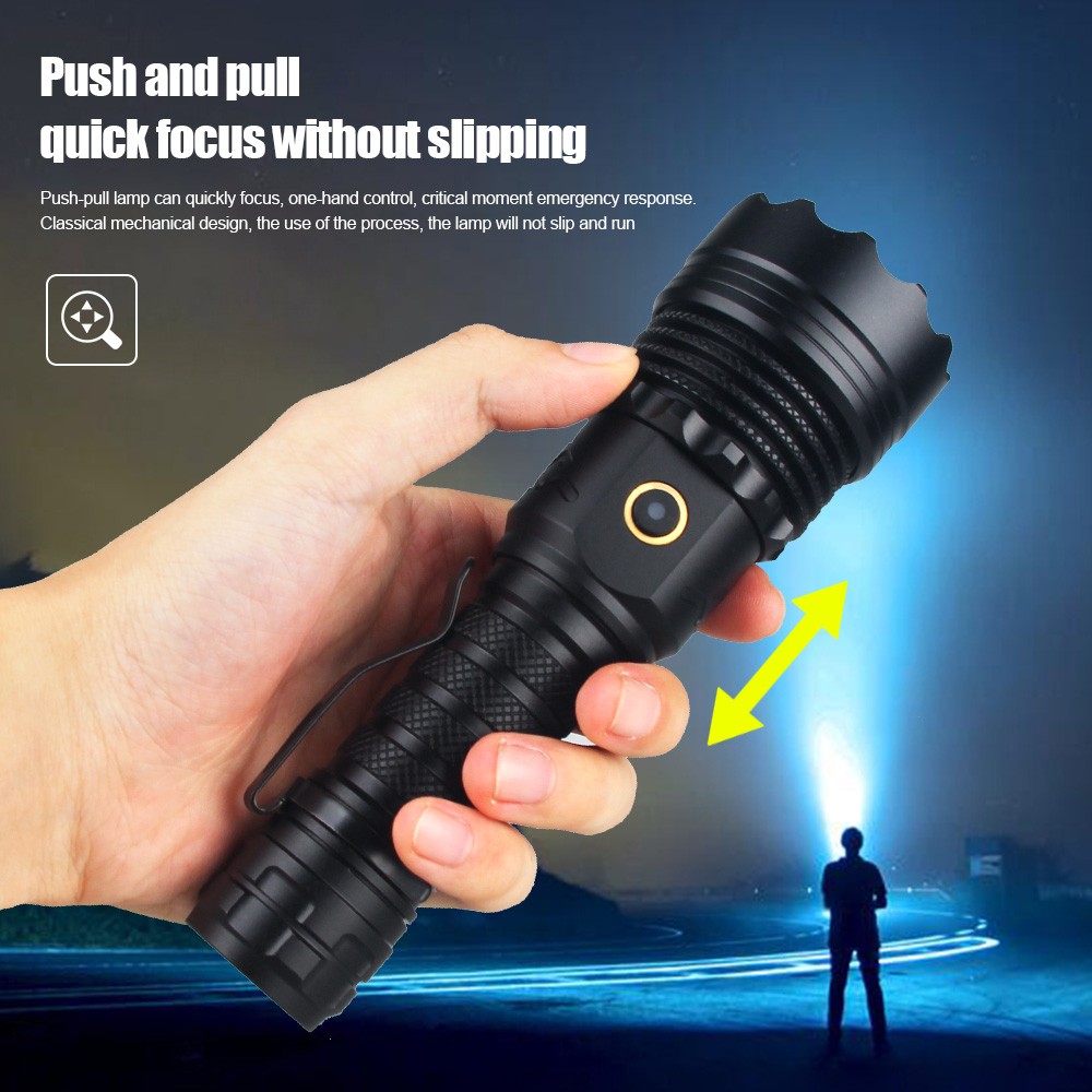4-Core White Laser LED Flashlight 5 Modes – Rechargeable Waterproof Torch