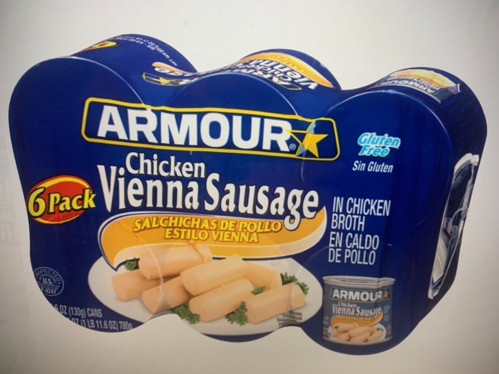ARMOUR CHICKEN VIENNA SAUSAGE MEAT 4.6 OZ CAN (12 CT) HOT DEAL!!