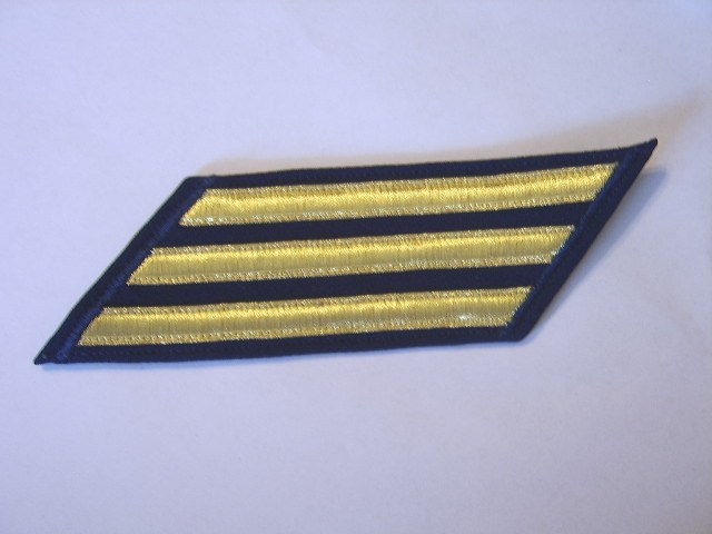 USCG SERVICE HASHMARKS - 12 YEARS SERVICE MALE E1-E6 GOLD ON BLUE MATERIAL NEW