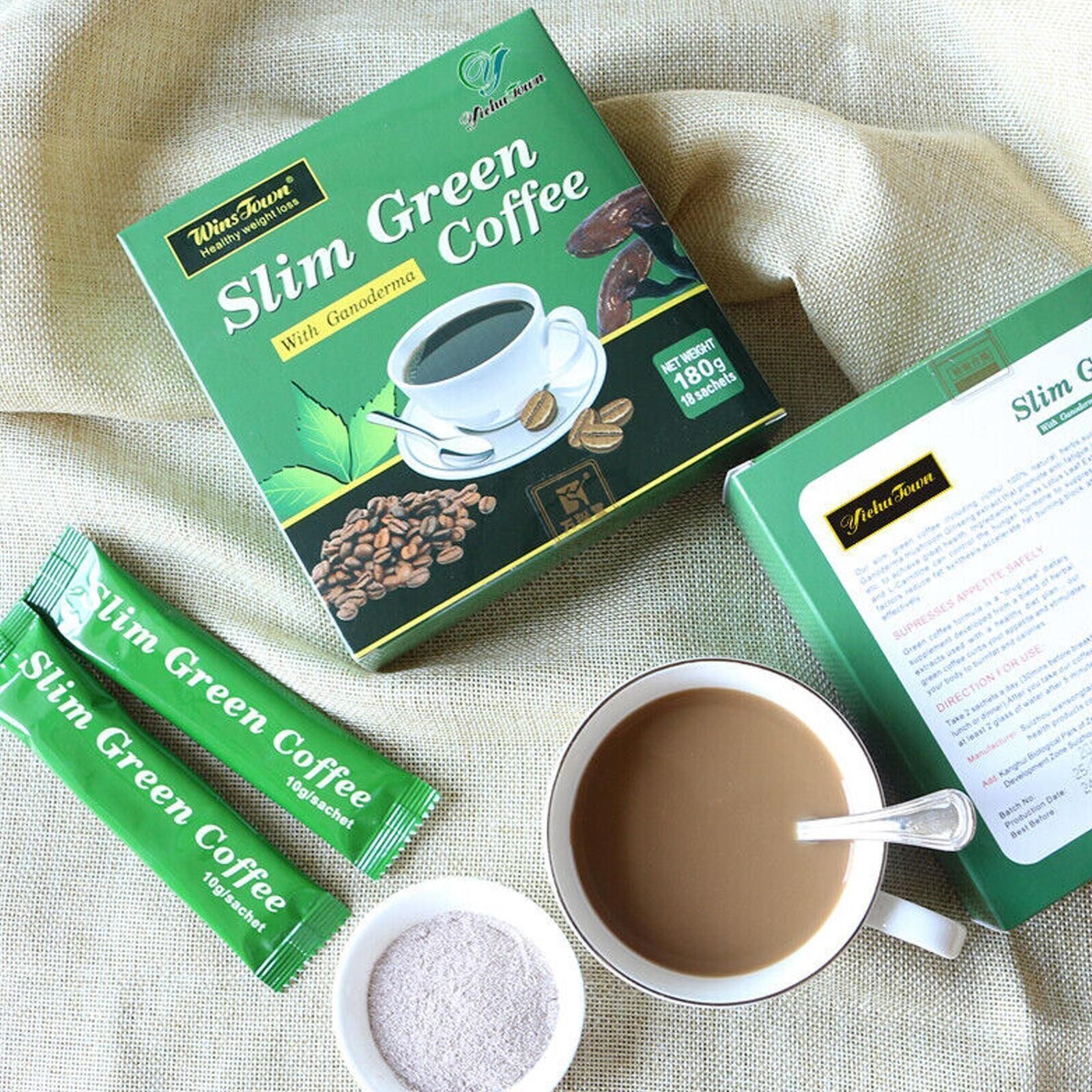 SLIM GREEN COFFEE With Ganoderma HEALTHY WEIGHT LOSS. Weight Control Detox Tea.