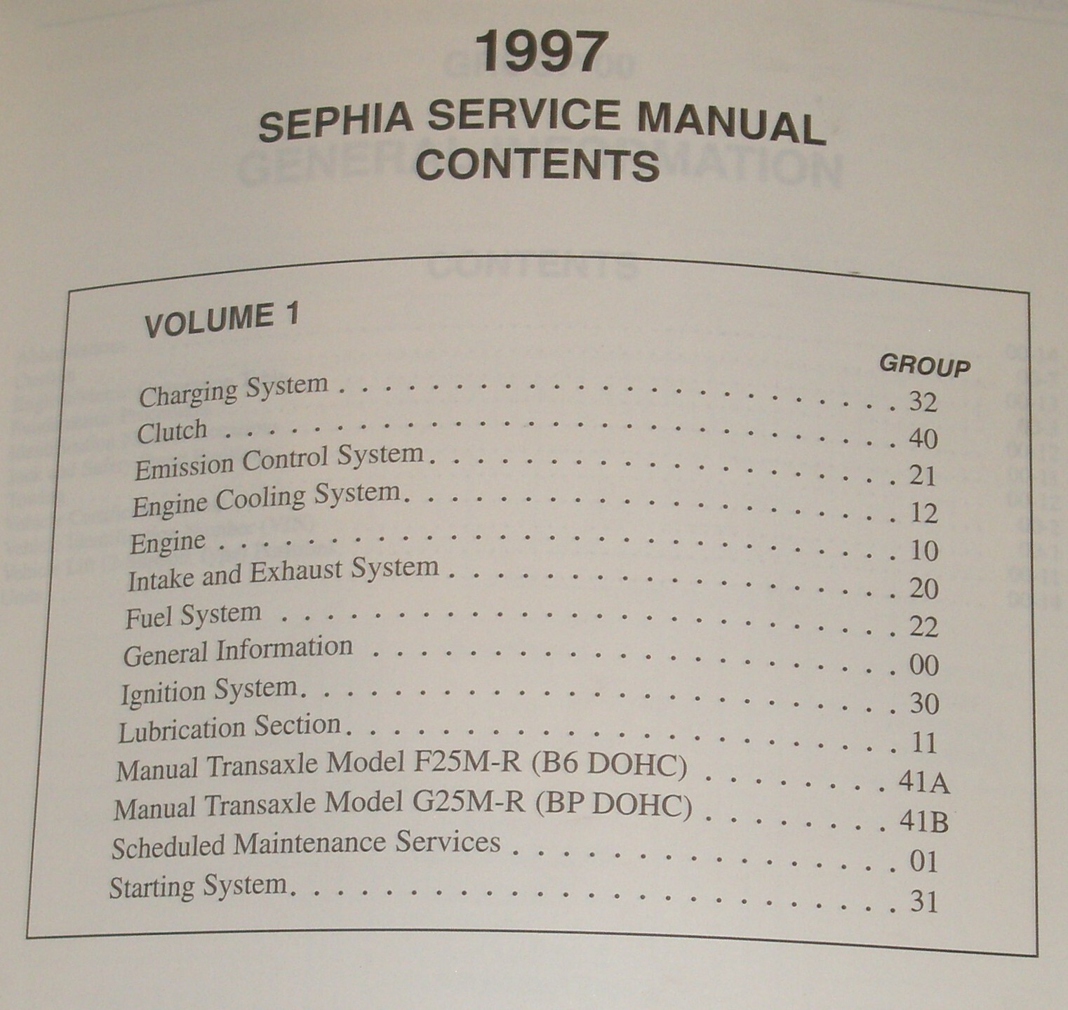 KIA SEPHIA 1997 SERVICE MANUALS + 1&2 + ELECTRICAL VACUUM TROUBLESHOOTING