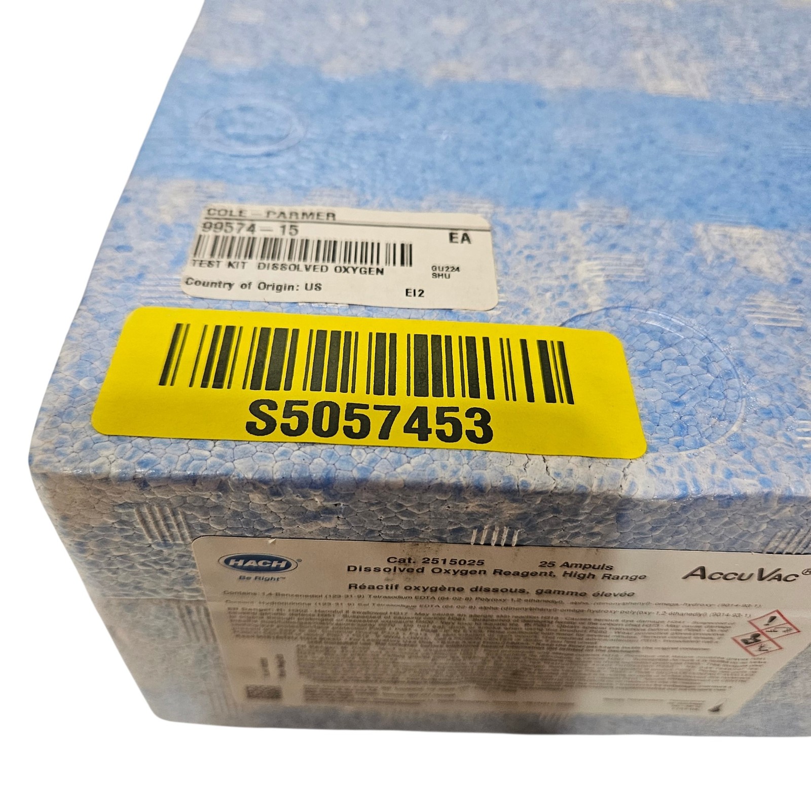 Hach 2515025 Dissolved Oxygen AccuVac 25 Ampules High Range