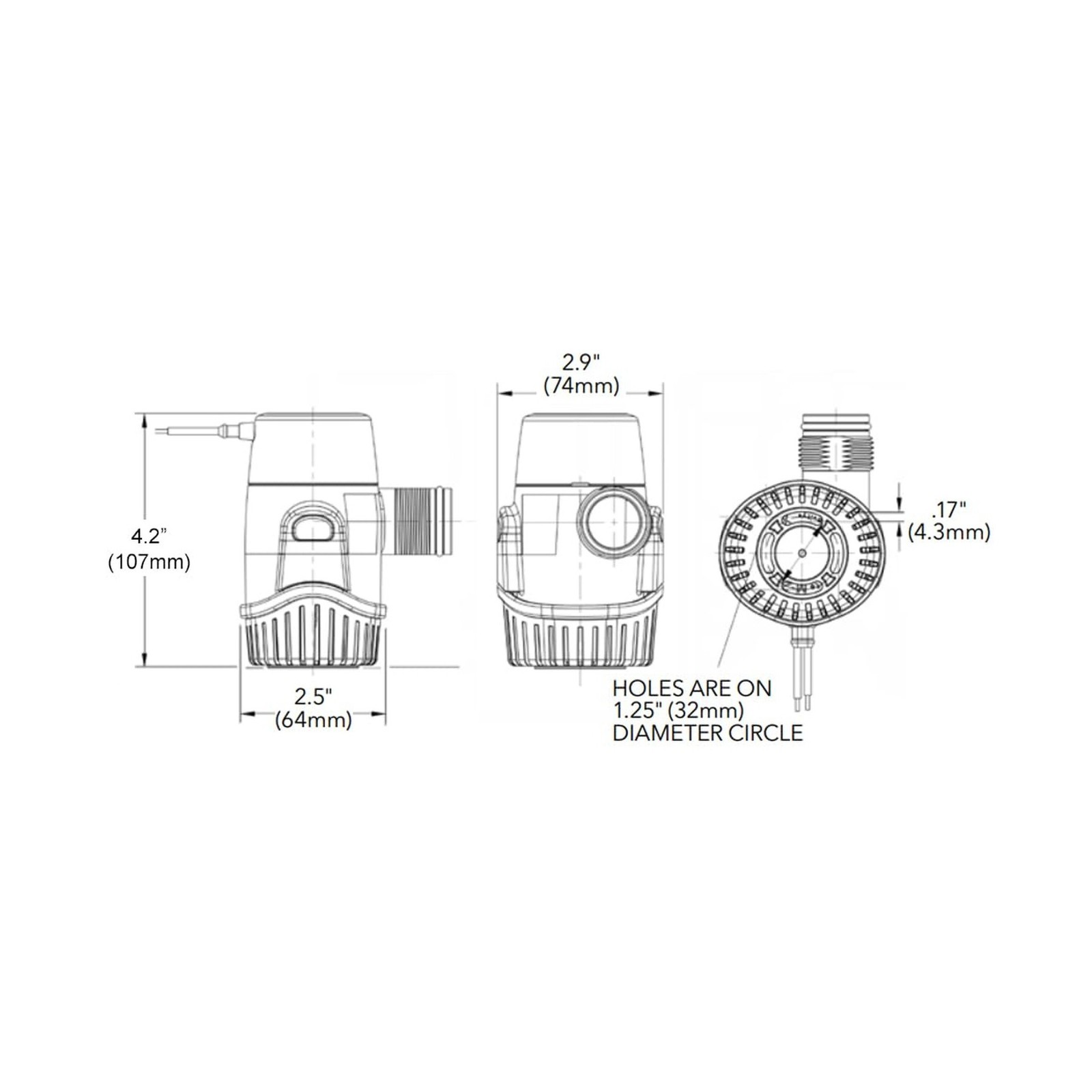 Rule 12V Automatic Bilge Pump - Fully Submersible - 500GPH Output - Easy Clea...