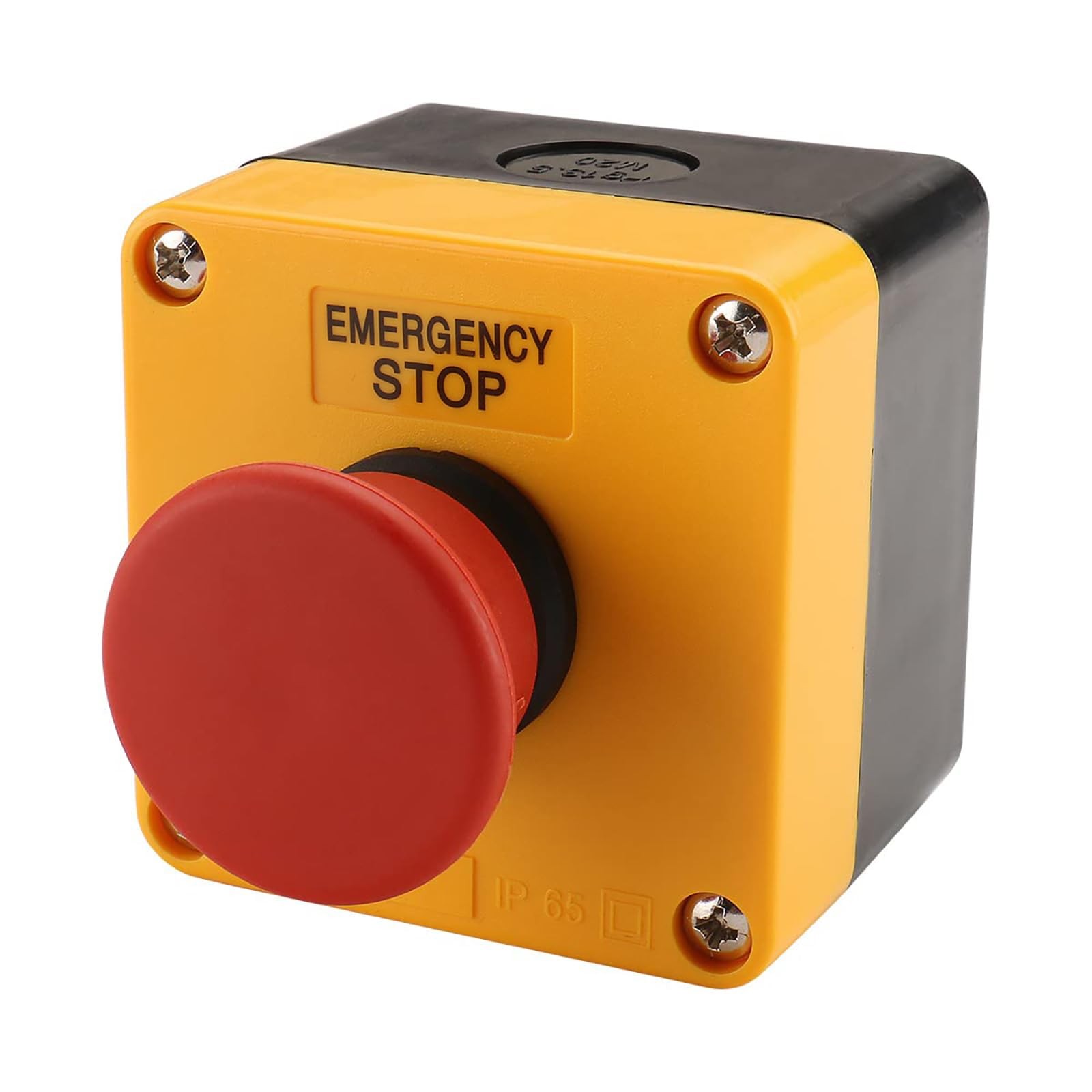 BAOMAIN Red Flat Head Momentary Push Button Switch Station Red, Yellow, Black