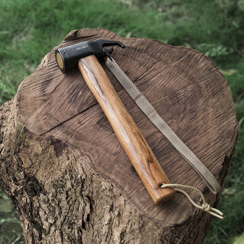 NexTool Wilds Camping Hammer Beech Wood Handle w/420 Stainless Head Shock-Proof