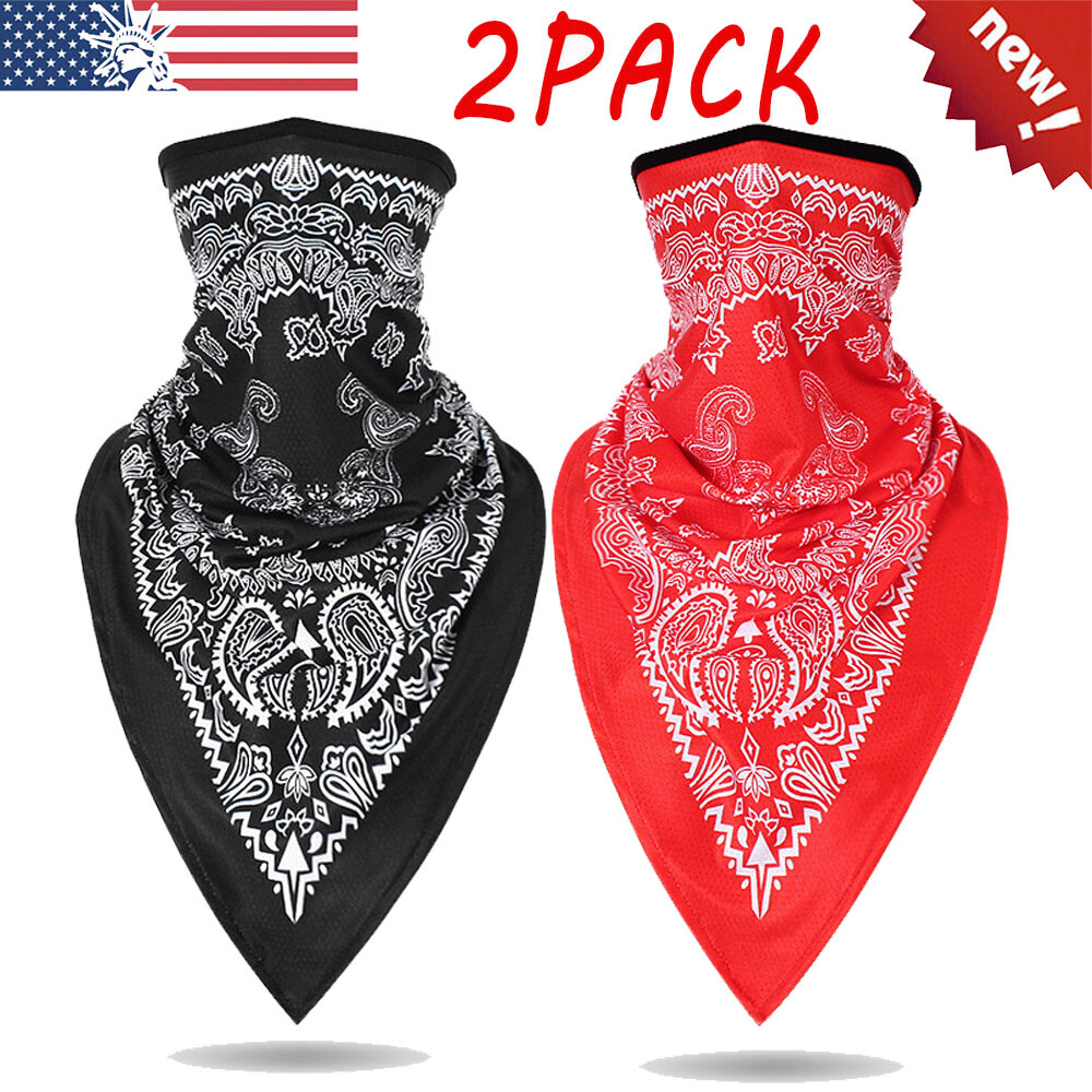 2PACK Bike Triangle UV Protection Face Mask Neck Gaiter Scarf Bandana Balaclava