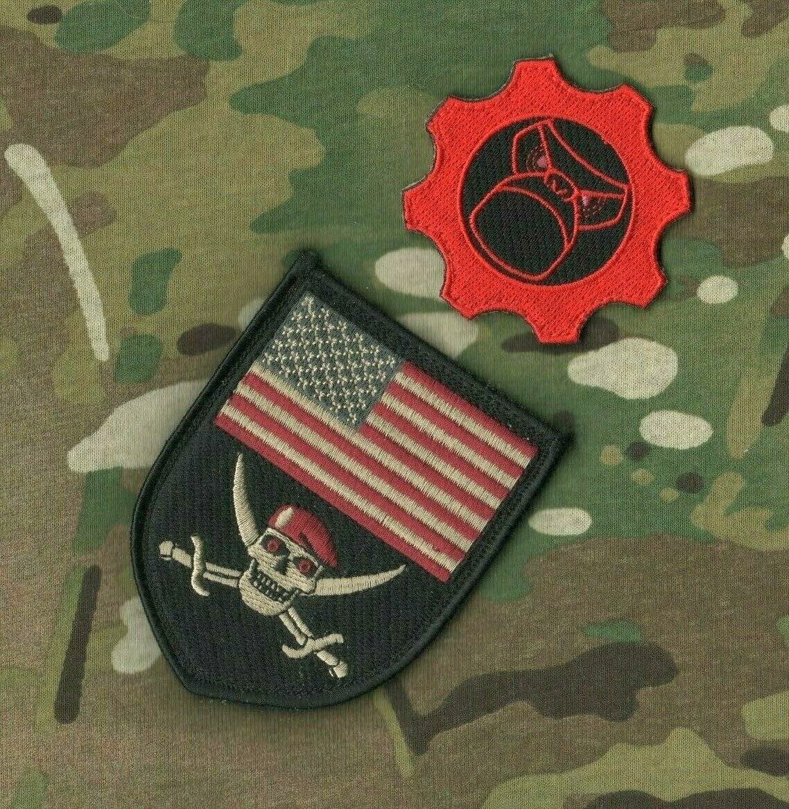 SYRIA IRAQ GREEN BERETS SFG US ADVISORS velkrö 2-PATCH: US Flag SKULL DAGGER