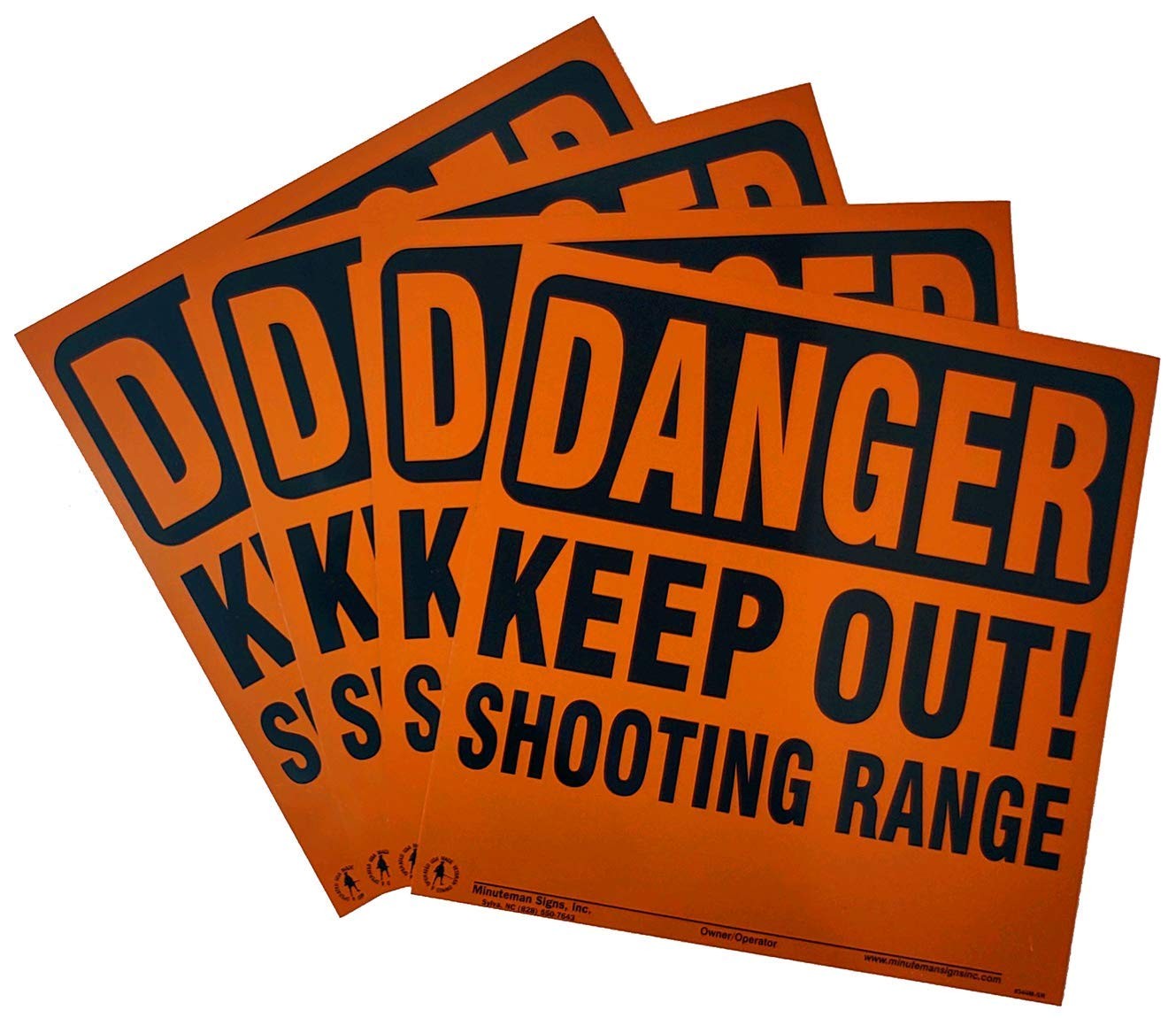 | Aluminum Danger Keep Out Shooting Range Sign 4 pack (Orange)