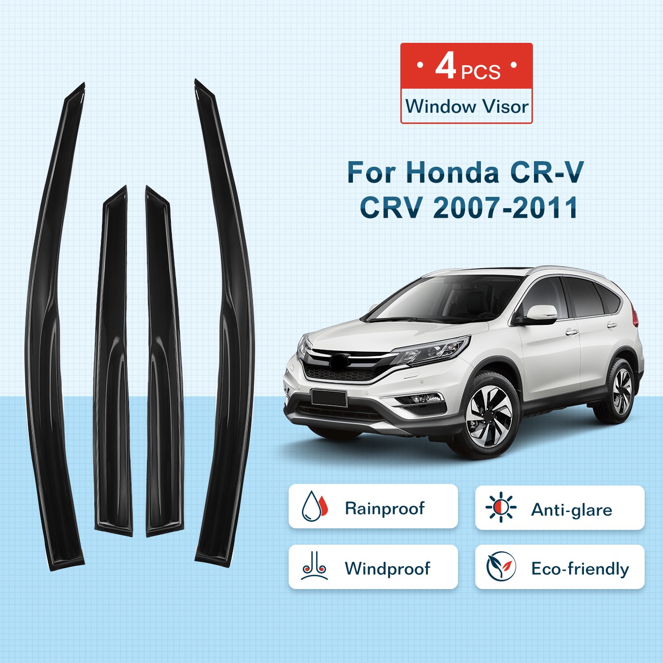 Fits 2007-2011 Honda CR-V CRV Window Visors Vent Sun Shade Rain Guards NEW