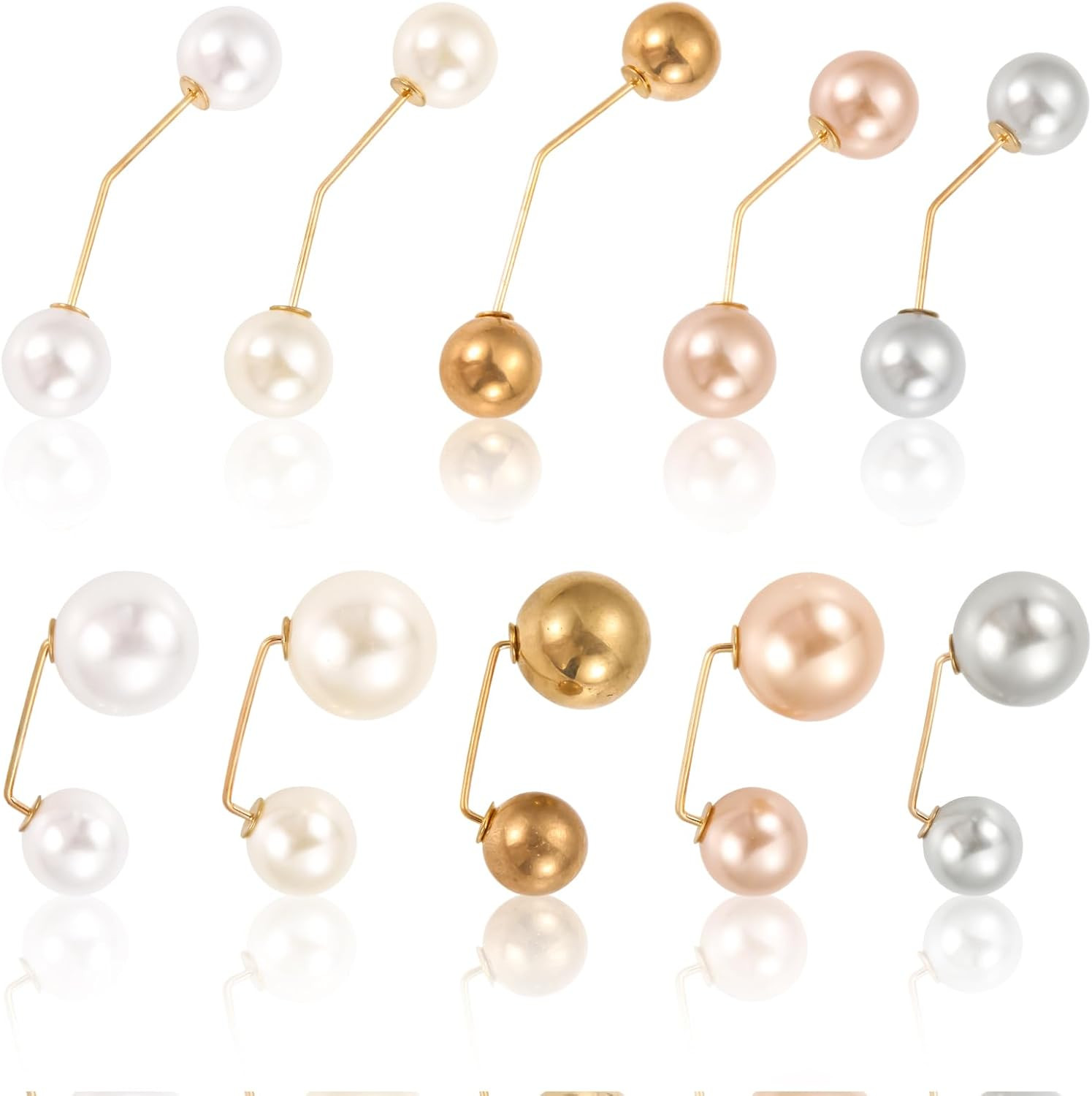 10Pcs Pearl Brooches for Women, Fashion Faux Pearl Brooch Pins for Clothes, Glos