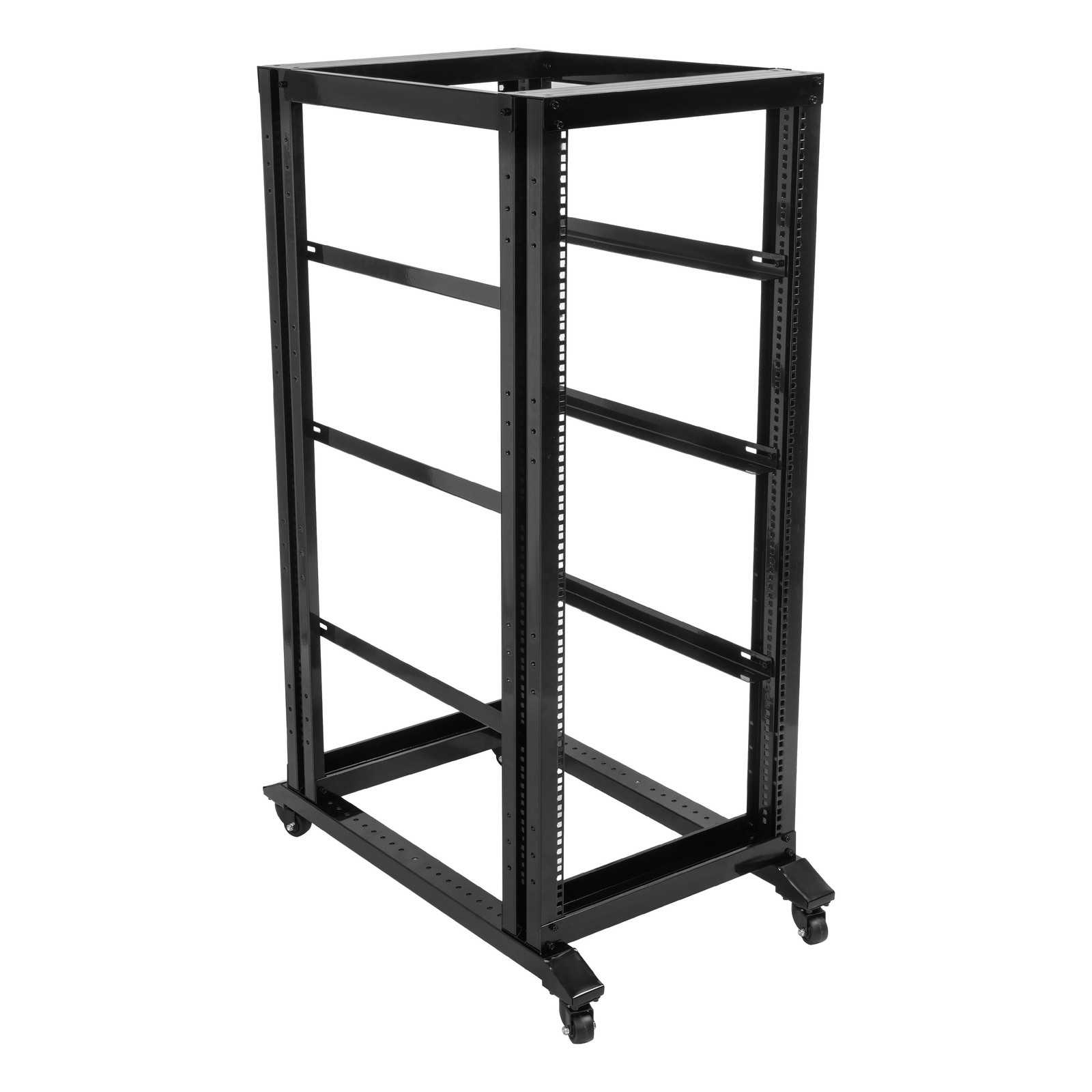 27U 4 Post Open Frame Server Rack Network 22" Adjustable Depth W/ Casters