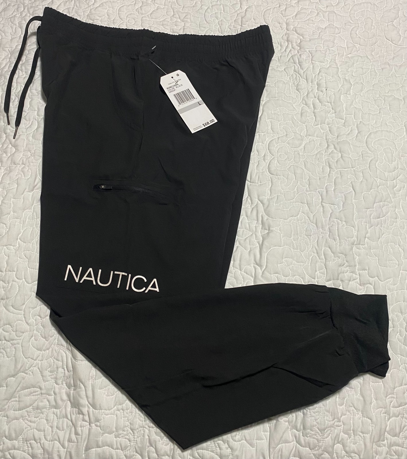 Nautica SPORT PANTS WITH SIDE ZIPPER POCKETS  Workout Joggers SZ LARGE NEW
