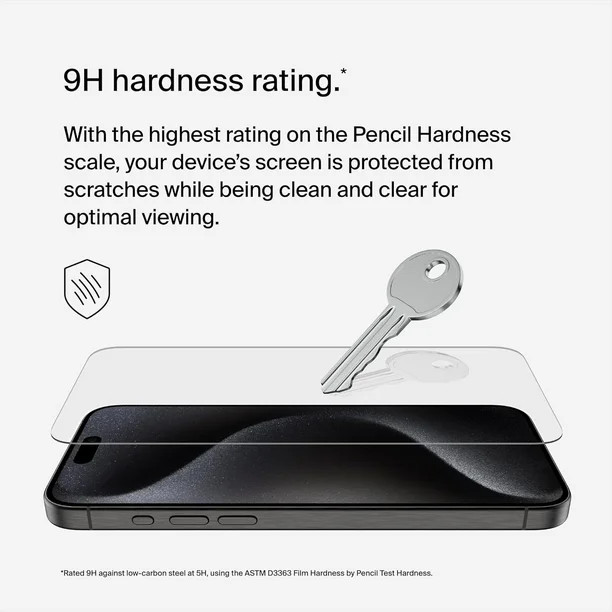 Belkin Tempered Glass Screen Protector iPhone 15/14 Pro 9H + Easy Align Tray