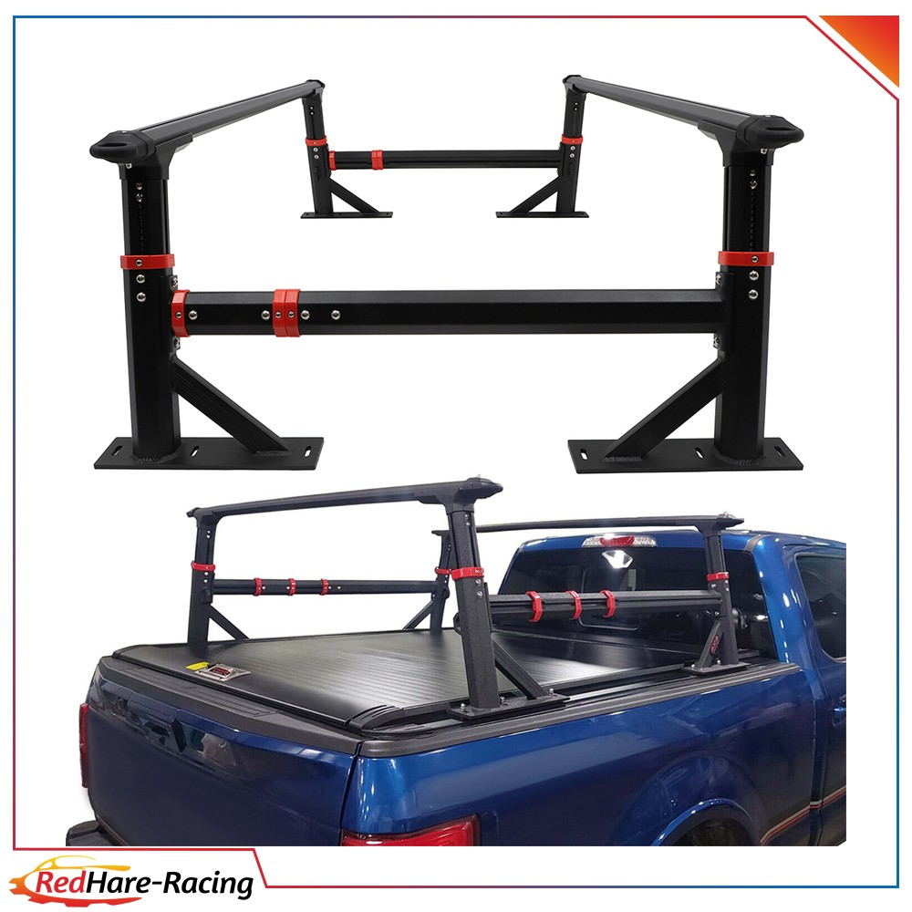 All Pickup Universal Rear Bed Heavy Duty High Cross Bar Rack Set BLK Ladder Rack