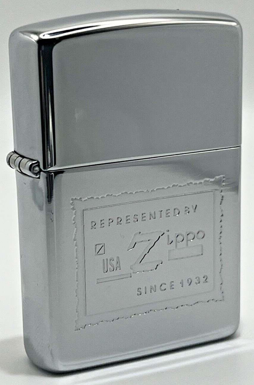 Genuine Brand New 1992 ZIPPO Lighter Vintage REPRESENTED BY !! Brilliant Chrome