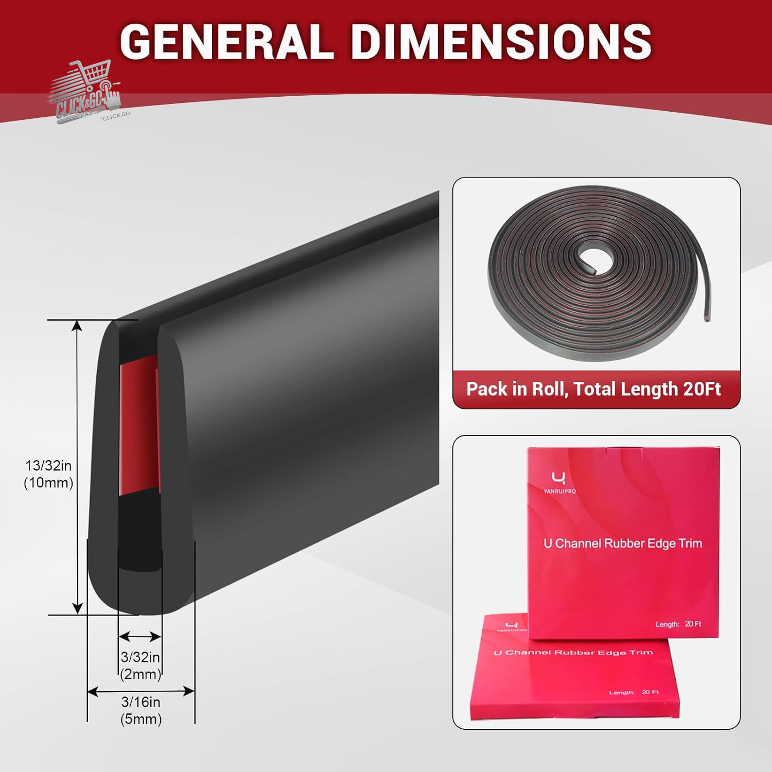 Rubber edge adhesive U flexible 38mm protection edges movable wood black 6mt S