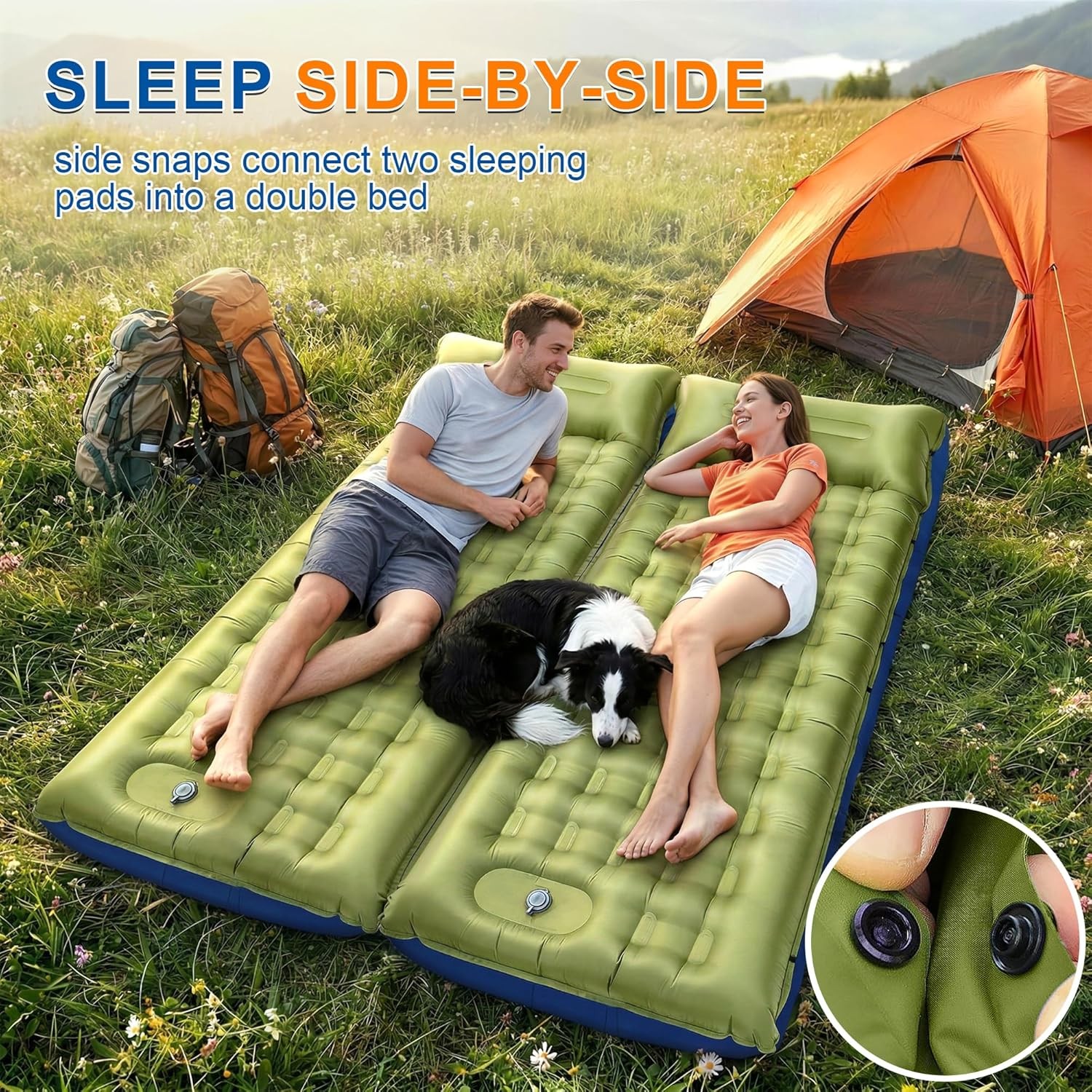 5.5 Inch Thick Self Inflating Sleeping Pad with Pillow Camping Bed Hiking