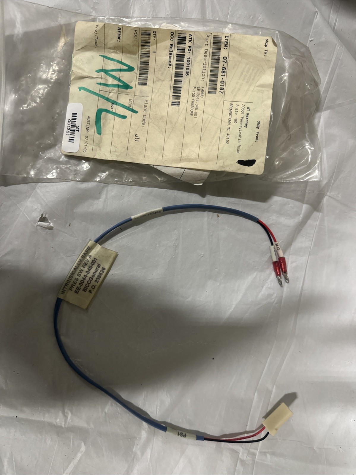 FANUC EE-3044-345-001 P-155 PRESSURE SWI.  NEW!!