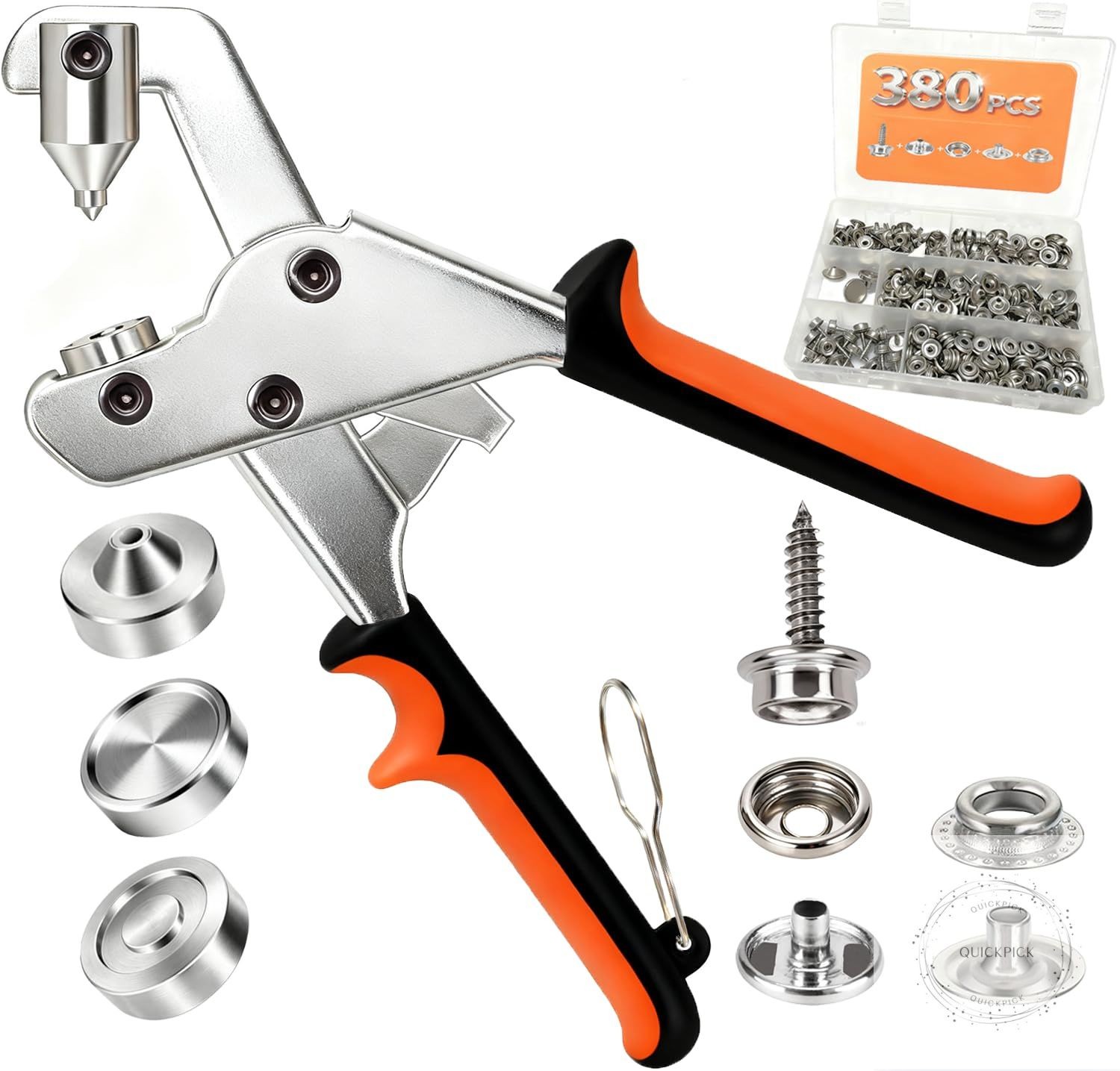 Heavy Duty Snap Fasteners Kit & Snap Fastener Tool with 100 Sets 15mm Boat Cover