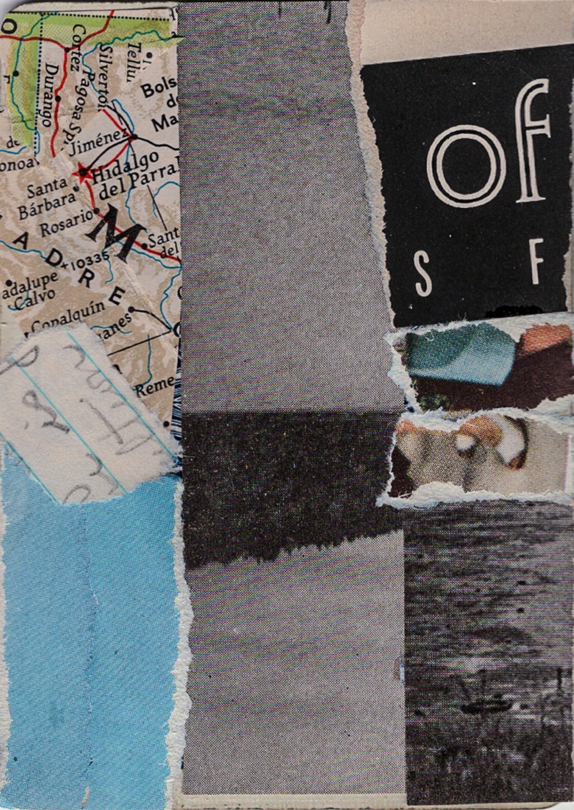 ACEO Mixed Media Collage Abstract Map Art – Cortez - OOAK Original Signed