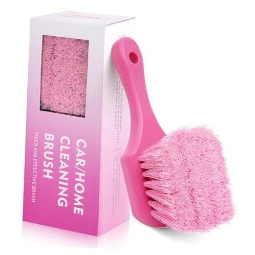 Pink Wheel Brush for Women, Soft Bristle Tire Brushes, Car Rim Cleaning Brush