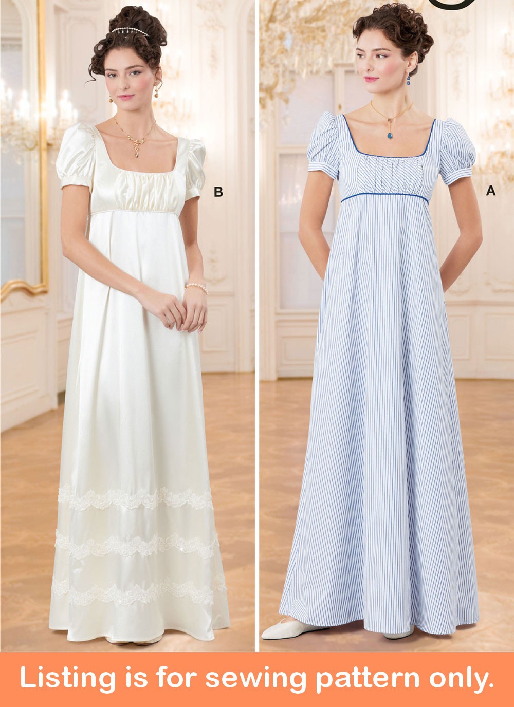 SEWING PATTERN Womens Costume Regency Era Dress Gown Jane Austen Bridgerton 8647