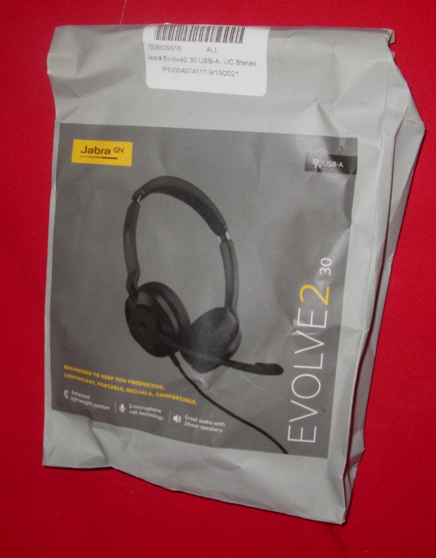 Jabra Evolve2 30 UC Stereo USB-A with 2 Built-in Microphones Work Wired Headset