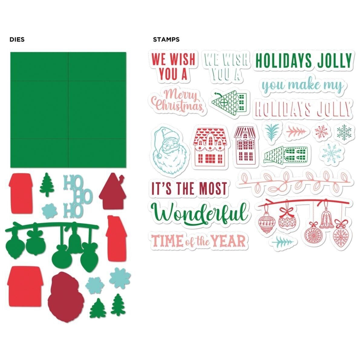 Diamond Press Never Ending Jolly Holidays Card Stamp and Die Set New