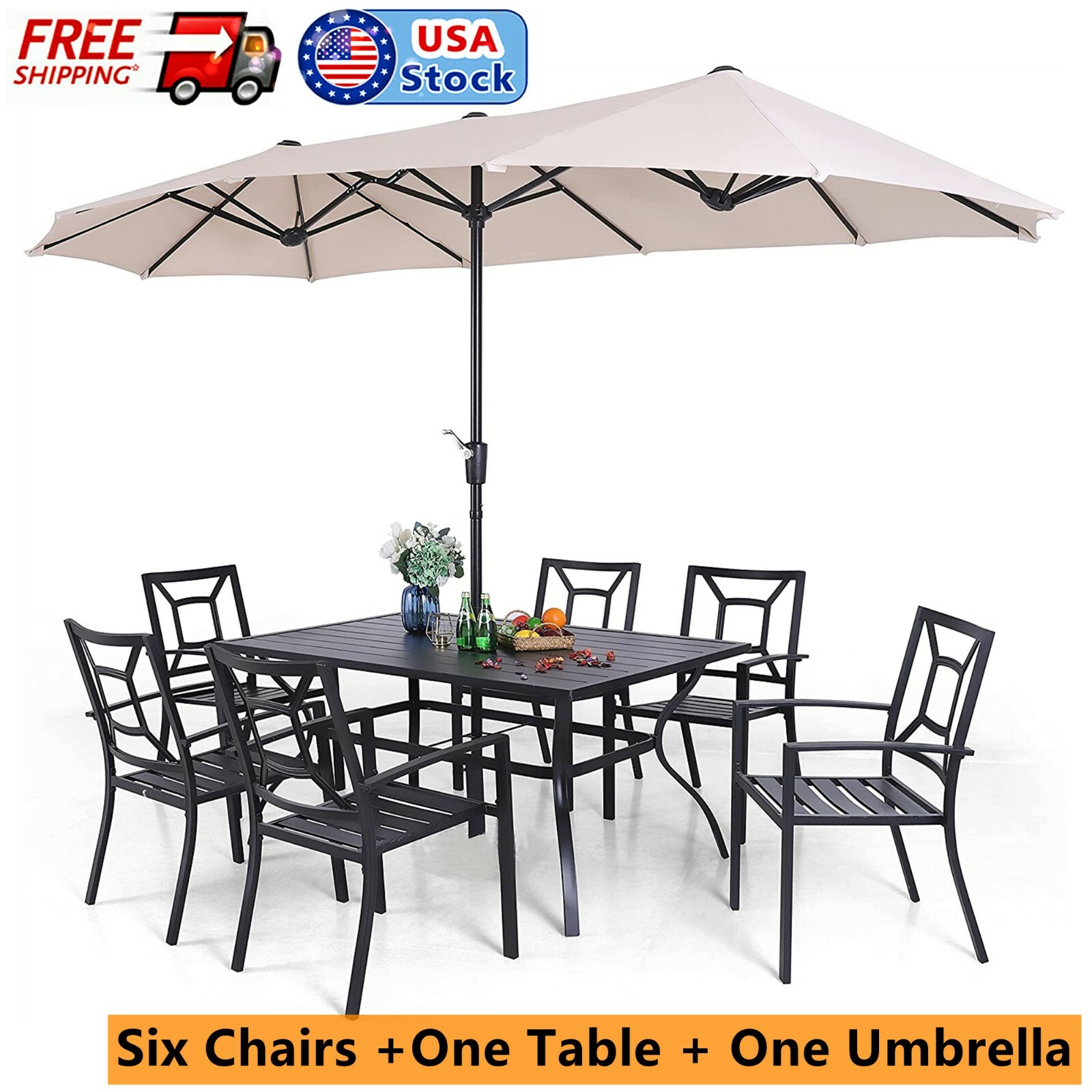 8 Piece Outdoor Furniture Patio Furniture Sets Dining Set Metal Chairs Table