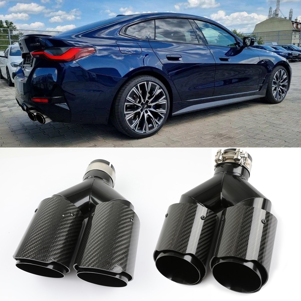 For 4 Series 425i 430i G22 Carbon Exhaust Tips 2.5"/3" Inlet to Dual 4" Outlet