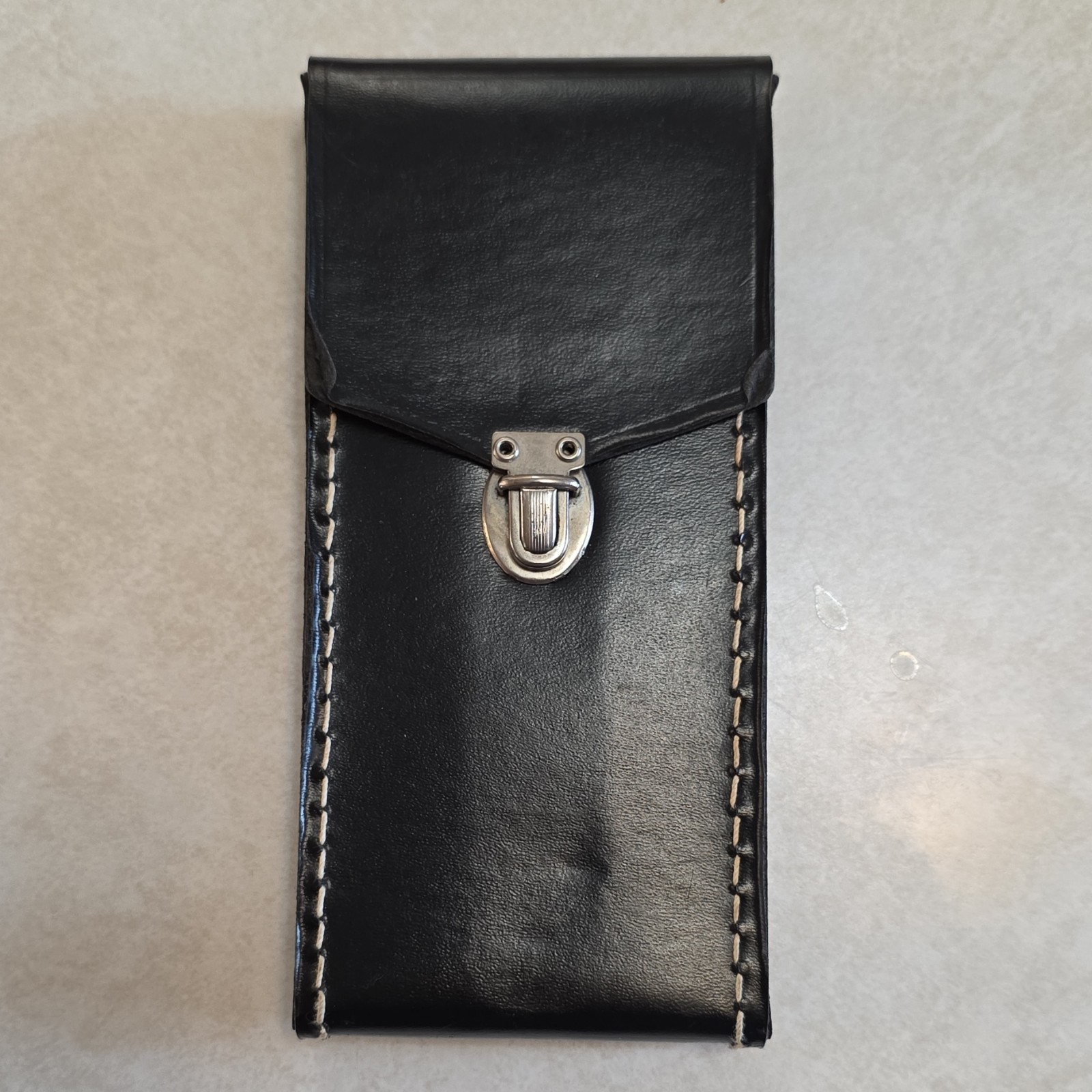 Leather Test Tube Case with 3 Glass Test Tubes, Vintage Collectible, Black
