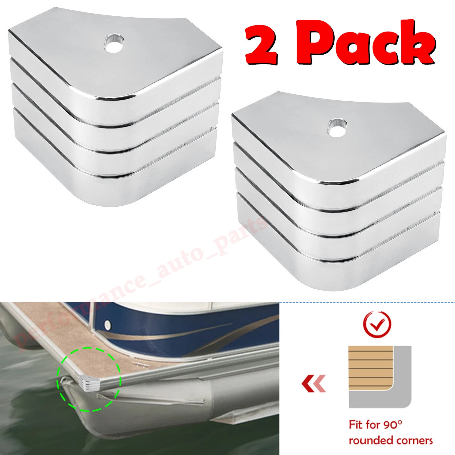 Aluminum Boat Deck Corner Pack of 2 Pontoon Corner Cap For 90° Rounded Corner  ]