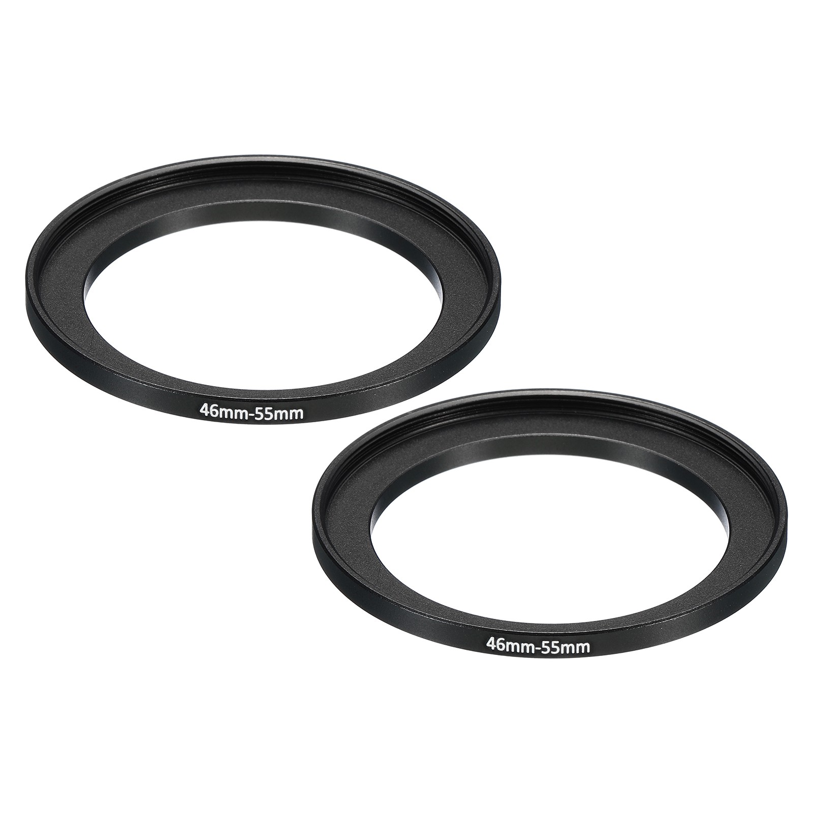 2 Pcs 46mm-55mm Metal Step Up Ring Camera Lens Filter Adapter Ring Black