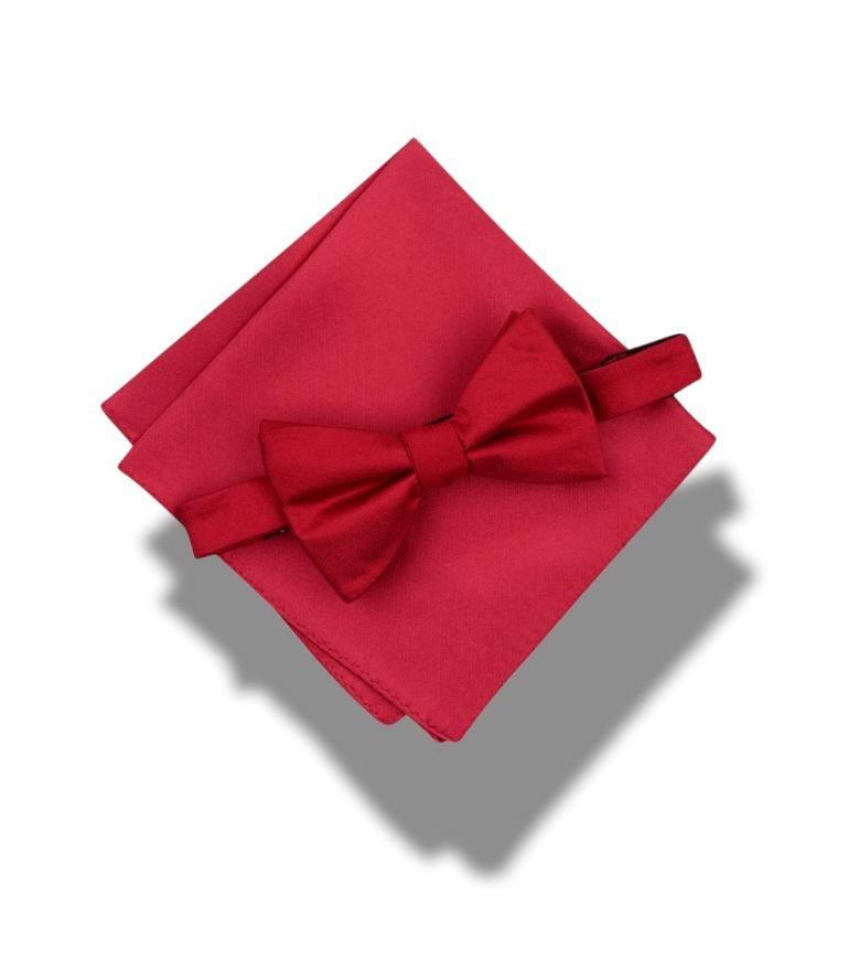 $65 Alfani Men's Red Pre-Tied Adjustable Bowtie & Pocket Square Set