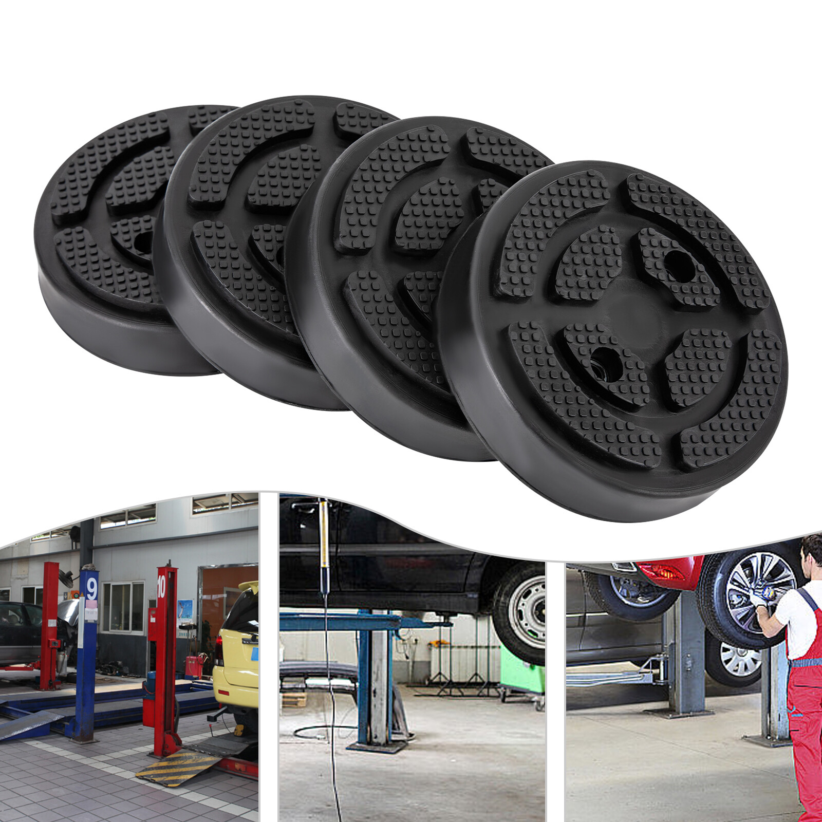 4Pcs Round Rubber Arm Pads Lift Pad Fit For Auto Lift Car Truck Hoist Heavy Duty