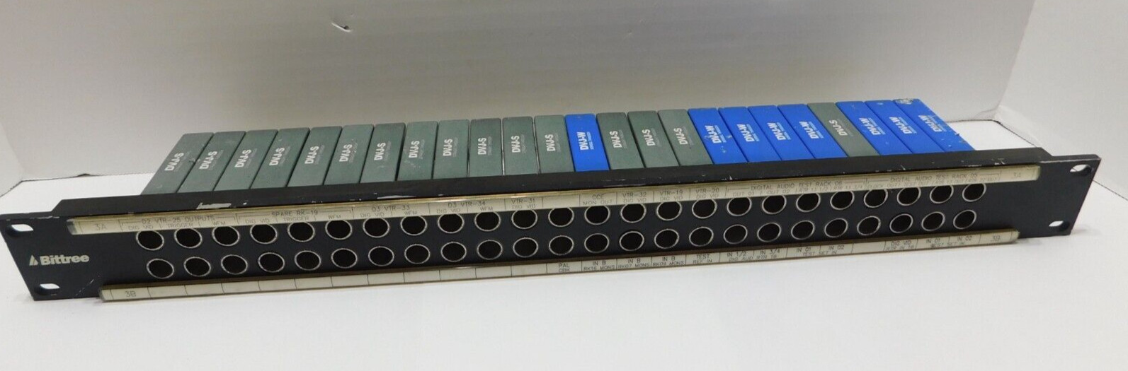 Bittree Patch Bay with  8 each DVJ-W and 16 Each DVJ-S Patchbay Panel Mount