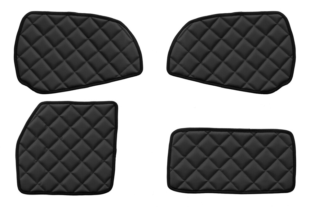 4 Black Door Panels & Dashboard Mats Eco Leather for SCANIA R/P/G 2004/2010 RHD
